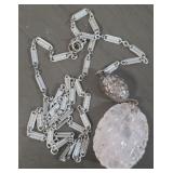 Carved Rose Quartz Vintage Necklace