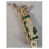 Swarovski Crystal Enamel Gold Club Pendant