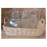 Vintage Jars in Basket