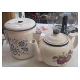 Metal Coffee Pot & Porcelain Tea Pot