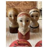 3 Vintage Ceramic Scandinavian Head Busts