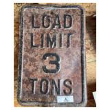 Load Limit 3 Ton Sign