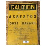 Vintage Metal Caution Asbestos Sign