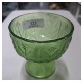 Embossed Avocado Green Pedestal Candy Dish