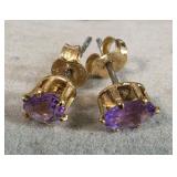 Oval Amethyst Solitaire Earrings