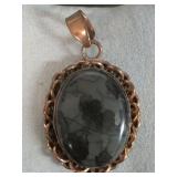Ornate Vintage Copper Gemstone Pendant