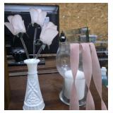 Milk Glass Flower Vase & Candleholder