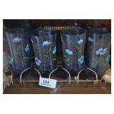8 Hand Painted Blue Glasses