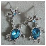 Vintage Crystal Turtle Earrings