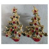 Vintage Enamel Christmas Tree Earrings