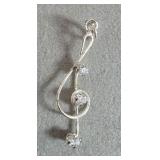 Sterling silver 3 Stone Music Note Pendant