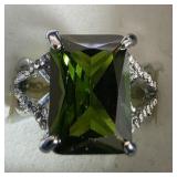 Estate Vintage Large Green Stone Dinner Ring