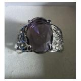 Large Tanzanite Quarts Solitaire Ring