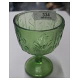Embossed Avocado Green Pedestal Candy Dish