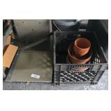 Old Paper Cutter & Crate with Planters