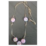 Hand Painted Vintage Flower Necklace