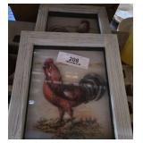 Framed Pair of 3D Rooster Art