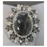 Ornate Austrian Crystal Large Brooch