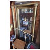 Large Solid Brass Antique Beveled Floor Mirror