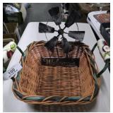 Porcelain Basket & Metal Wall Hanging