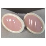 Vintage Lucite Pink Oval Earrings