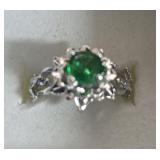 Beautiful Emerald Quartz Solitaire Ring