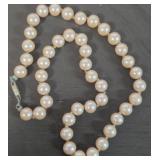 Signed Antique Hand Knotted Pearl Necklace