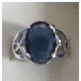 Estate Blue Sapphire Quartz Oval Solitaire Ring