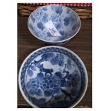 2 Blue & White Asian Bowls