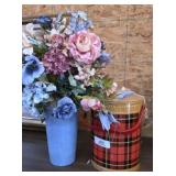 Plaid Cooler & Flower Arrangement