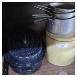 Large Tin with Lid & Vintage Cookware