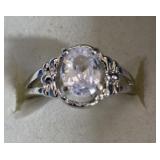 Oval White Sapphire Solitaire Ring