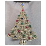 Signed Christmas Tree Vintage Brooch