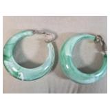 Green Bakelite Vintage Hoop Earrings