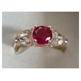 Beautiful Estate Red Stone Solitaire Ring