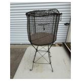 Antique Wire Basket on Metal Stand