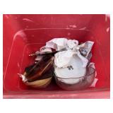Tote of Misc. China Glass & Collectibles