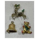Vintage Enamel Pins & Bell Pendant