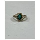 Sterling Silver Estate Emerald Cocktail Ring