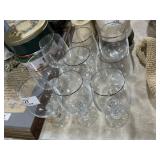 9 Silver Rimmed Wine Glasses