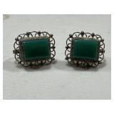 Sterling Silver Ornate Turquoise Earrings