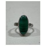 Sterling Silver Large Malachite Ring
