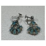 Blue & White Austrian Crystal Vintage Earrings