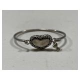 Sterling Silver Heart & Charm Bangle Bracelet