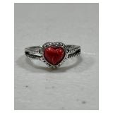 Vintage Coral Heart Ring