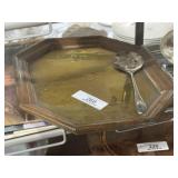 Brass & Wood Serving Tray & Utensil