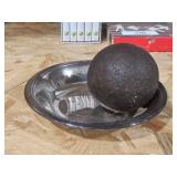 Iron Cannon Ball on Silver Dish