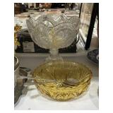 Byrds Crystal Pedestal Bowl & Vintage Salad Bowl