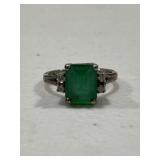 Sterling Silver Estate Emerald Cocktail Ring
