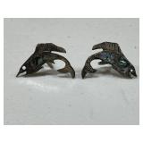 Ornate Inlay Sterling Silver Albone Fish Earrings